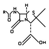 icono de glifo de fórmula molecular química. disposición de enlace de los átomos dentro de las moléculas. esquema de quimica organica. compuestos de elemento. símbolo de la silueta. espacio negativo. ilustración vectorial aislada vector