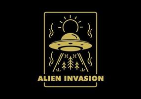 Alien invasion line art illustration vector