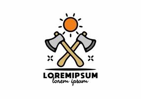 arte lineal de hacha y sol con texto de lorem ipsum vector