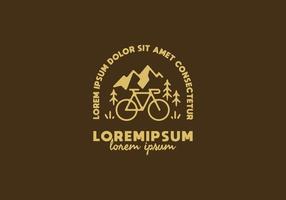 bicicleta y arte lineal de montaña con texto de lorem ipsum vector