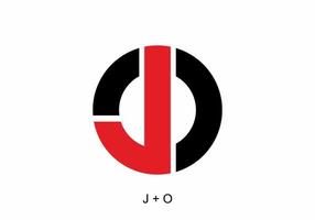 Black and red of JO initial letter vector