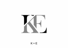 Black and grey of KE initial letter vector