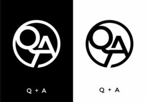 Black and white color of QA initial letter vector