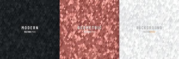 conjunto de fondo de patrón 3d de triángulo de oro rosa, blanco, negro transparente abstracto. diseño de colección de texturas geométricas de lujo moderno. ilustración vectorial vector