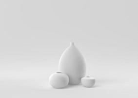 White Vases floating in white background. minimal concept idea creative. monochrome. 3D render. photo