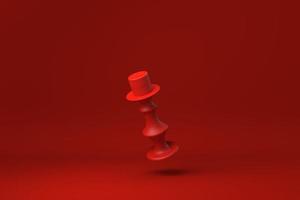 Red Candle holder in Red background. minimal concept idea creative. monochrome. 3D render. photo