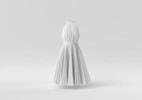 vestido blanco en fondo blanco. idea de concepto mínimo creativo. monocromo. procesamiento 3d foto