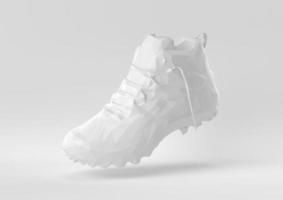 White shoe floating in white background. minimal concept idea creative. origami style. 3D render. photo