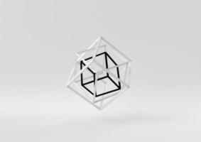 White abstract geometric shape in white background. minimal concept idea creative. monochrome. 3D render. photo