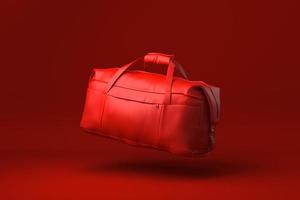 bolso rojo mujer accesorios de moda flotando en fondo rojo. idea de concepto mínimo creativo. procesamiento 3d