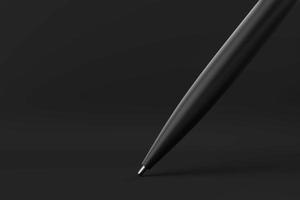 Black Pen floating in Black background. minimal concept idea creative. monochrome. 3D render. photo