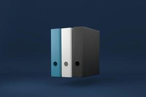 Ring binders floating in blue background. minimal concept idea creative. 3D render. photo