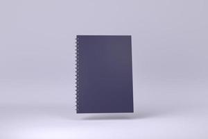 cuaderno flotando en fondo morado. idea de concepto mínimo creativo. procesamiento 3d foto