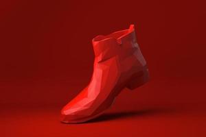 Red shoe floating in red background. minimal concept idea creative. origami style. 3D render. photo