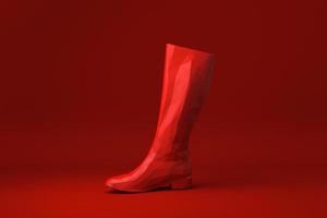 Red shoe floating in red background. minimal concept idea creative. origami style. 3D render. photo