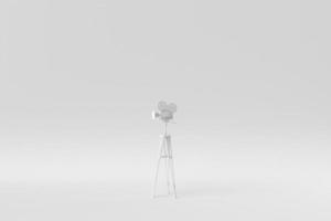 Movie camera on a white background. minimal concept. monochrome. 3D render. photo