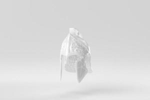 Helmet Of A Medieval on a white background. Abstract polygonal minimal concept. monochrome. 3D render. photo