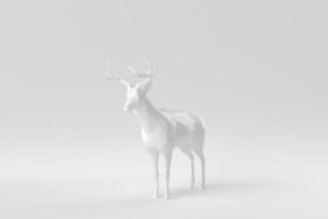 White deer on a white background. polygon minimal concept. monochrome. 3D render. photo