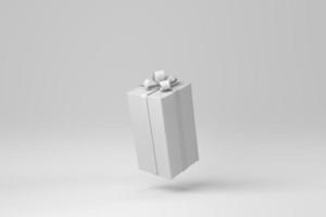 Gift box with ribbon on a white background. minimal concept. monochrome. 3D render. photo