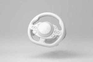 Steering Wheel isolated on white background. minimal concept. monochrome. 3D render. photo