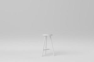 Wooden  stools on white background. minimal concept. 3D render. photo