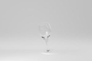 Empty wine glass on white background. Design Template, Mock up. 3D render. photo