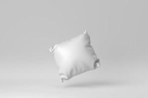 almohada suave en blanco sobre fondo blanco. concepto mínimo. procesamiento 3d foto