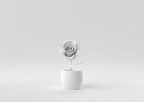 White Tree pot in white background. minimal concept idea creative. monochrome. 3D render. photo
