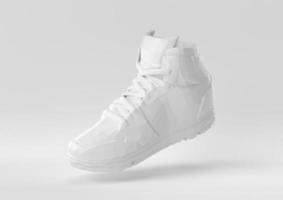 White shoe floating in white background. minimal concept idea creative. origami style. 3D render. photo