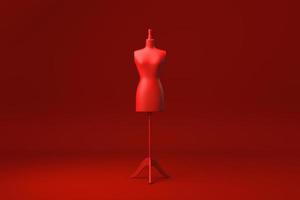 Red Mannequin in red background. minimal concept idea creative. monochrome. 3D render. photo