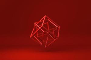 Red abstract geometric shape in red background. minimal concept idea creative. monochrome. 3D render. photo