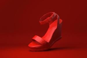 Red shoe floating in red background. minimal concept idea creative. origami style. 3D render. photo