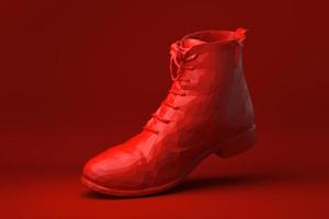 Red shoe floating in red background. minimal concept idea creative. origami style. 3D render. photo