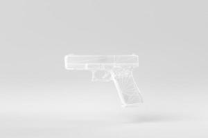 Pistol on a white background. Abstract polygonal minimal concept. monochrome. 3D render. photo