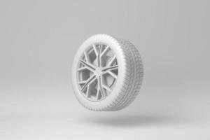 Car wheels isolated on white background. minimal concept. monochrome. 3D render. photo