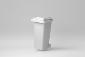 Trash bin isolated on white background. minimal concept. monochrome. 3D render. photo