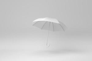 White blank umbrella isolated on white background. minimal concept. monochrome. 3D render. photo