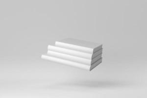 Stack of books on white background. for mockup scene. 3D render. photo