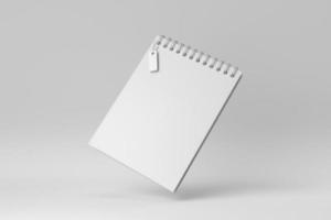 cuaderno en blanco con espiral sobre fondo blanco. concepto mínimo. procesamiento 3d