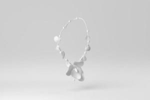 Necklace made of sea shells on white background. Paper minimal concept. 3D render. photo