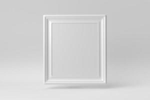 Empty white picture frame on white background. Design Template, Mock up. 3D render. photo