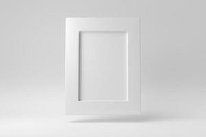 Empty white picture frame on white background. Design Template, Mock up. 3D render. photo