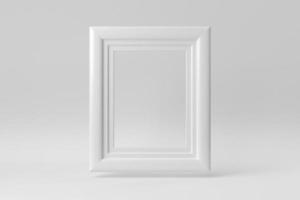 Empty white picture frame on white background. Design Template, Mock up. 3D render. photo