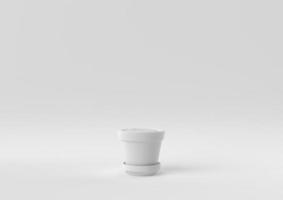 White Tree pot in white background. minimal concept idea creative. monochrome. 3D render. photo