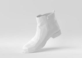 White shoe floating in white background. minimal concept idea creative. origami style. 3D render. photo