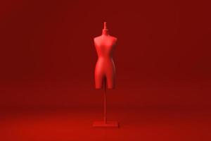 Red Mannequin in red background. minimal concept idea creative. monochrome. 3D render. photo