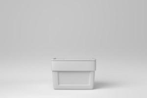Ice chest. Handheld refrigerator isolated over on white background. minimal concept. monochrome. 3D render. photo