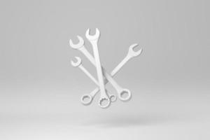 Wrench isolated on white background. minimal concept. monochrome. 3D render. photo