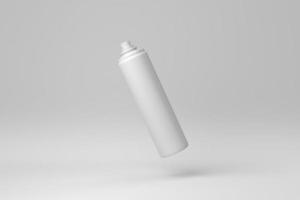 pintura blanca aerosol aerosol metal 3d botella puede sobre fondo blanco. concepto mínimo. monocromo. procesamiento 3d