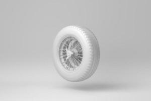 Car wheels isolated on white background. minimal concept. monochrome. 3D render. photo